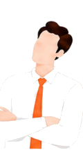 何に興味を持たれたか分からず腕を組む男性